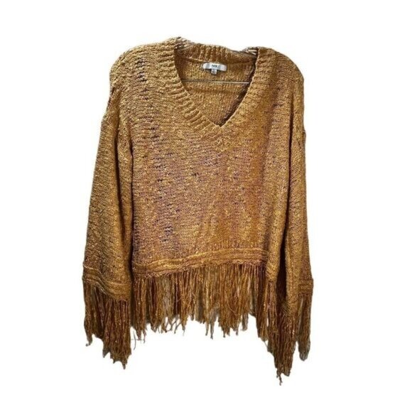 FATE Fringe Sweater Pullover V Neck Large NWOT - Picture 2 of 7